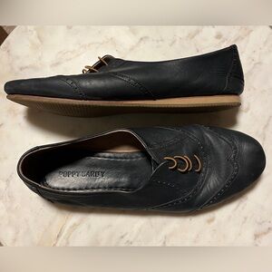 Poppy Barley Black Leather Eyelet Oxford